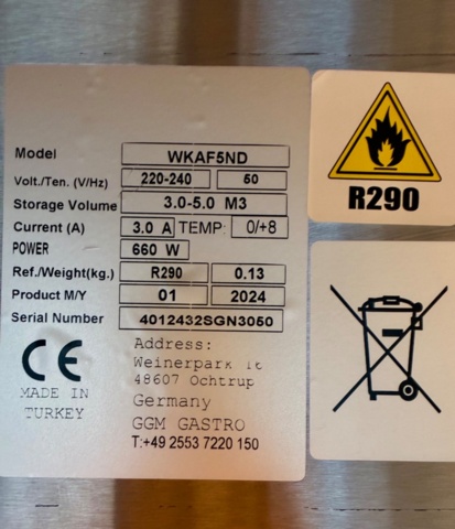 1443176-11 Kylrum GGM Gastro SKU KF2115 inklusive kylaggregat WKAF5ND