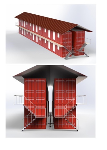 1444259-77 Boendecontainer – 40’ HC med 2 studiolägenheter (oanvänd)