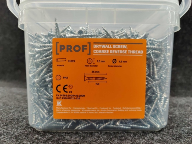 1444507-7 45 st Förpackningar Hårdgipsskruv för träregel Prof 3,8x35 mm