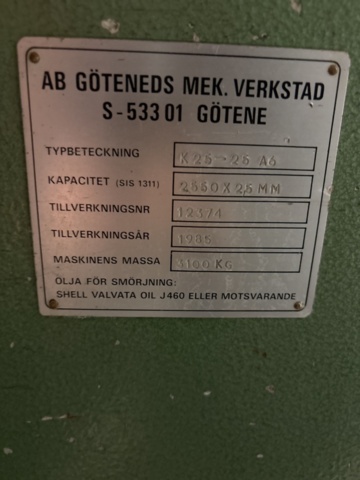 1349559-16 Kantpress - Göteneds K25-25 A6 Kontrollpanelen defekt