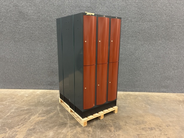 1448476-1 2 small compartment cabinets 3 sections, 6 compartments, 1740x900x550 mm, red metallic