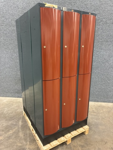 1448476-2 2 small compartment cabinets 3 sections, 6 compartments, 1740x900x550 mm, red metallic