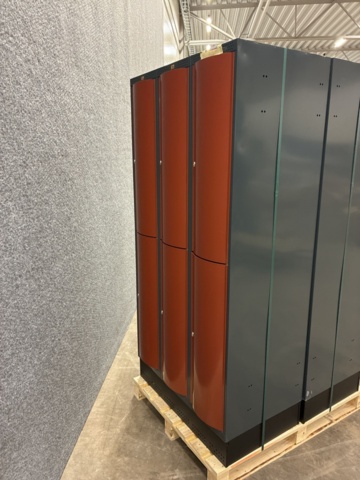 1448476-4 2 small compartment cabinets 3 sections, 6 compartments, 1740x900x550 mm, red metallic