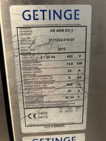 1435514-4 Autoklav - Getinge HS 4406 EC-1 -2012