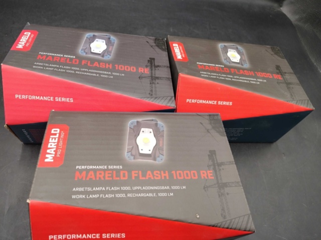 1449041-3 Arbetslampa , 3 st – Mareld Flash 1000 re – uppladdningsbar, kompakt, 1000 lm