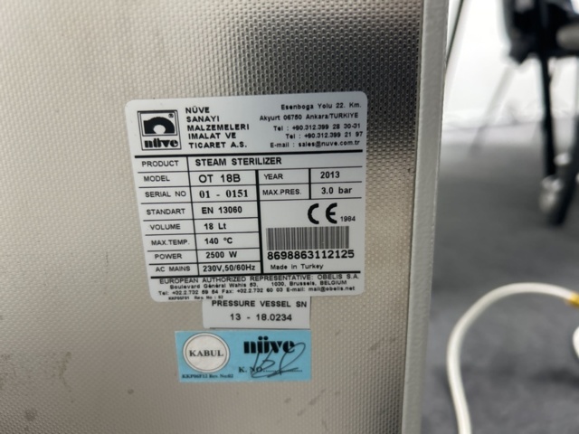 1435518-8 Autoklav Ångsterilisator bänkmodell - Nüve OT 18B, -2013