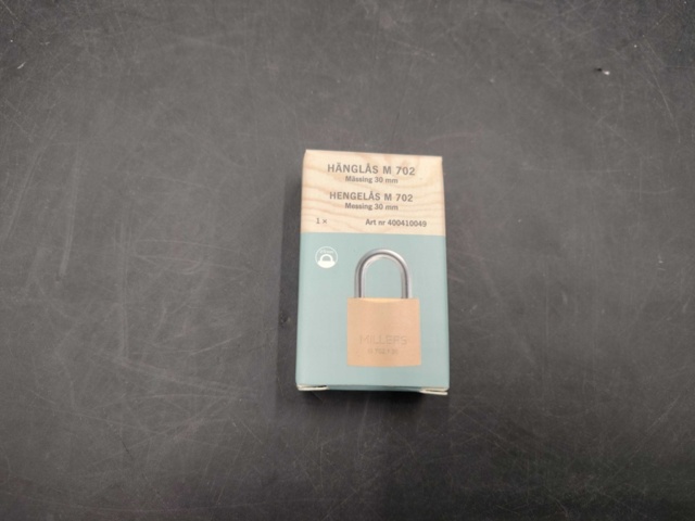 1449223-3 Hänglås, 20 st – Millers, mässing, 30 mm
