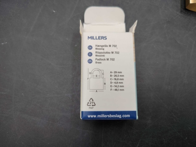 1449223-4 Hänglås, 20 st – Millers, mässing, 30 mm