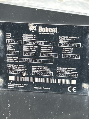 1423601-65 Teleskoplastare Bobcat T36.120SLB med många tillbehör