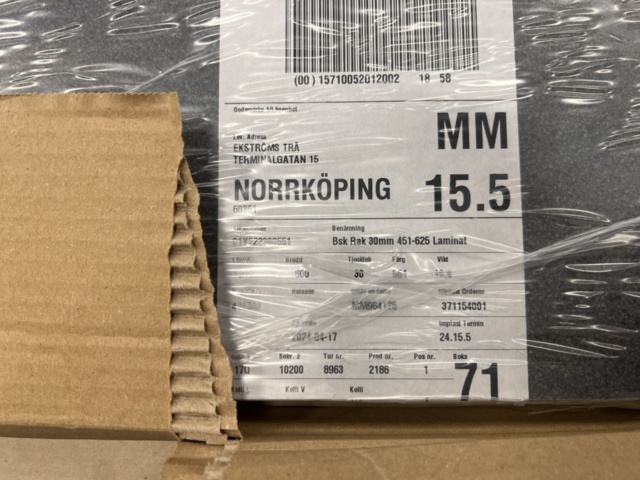 1449351-6 Bänkskiva Bsk Rak 30mm 451-625 Laminat 1430x600 mm