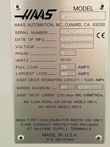 1449520-15 CNC milling machine HAAS VF 2 4-axis