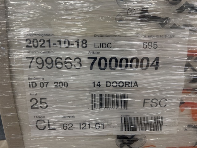 1449490-4 24 st Innedörrar Dooria 1000 Polar vit, 625x2040mm