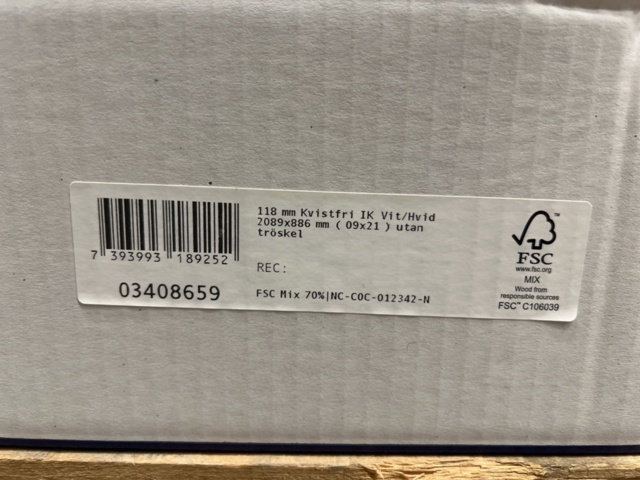 1449492-7 5 st Dörrkarmar Swedoor 09x21 vit