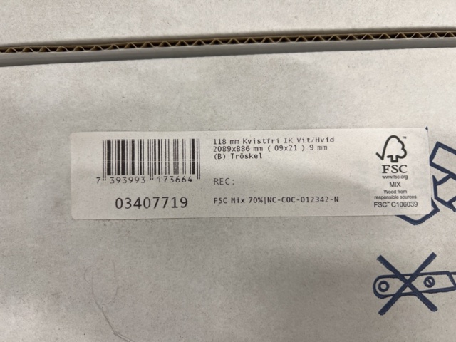 1449495-4 12 st Dörrkarmar Swedoor 09x21 vit