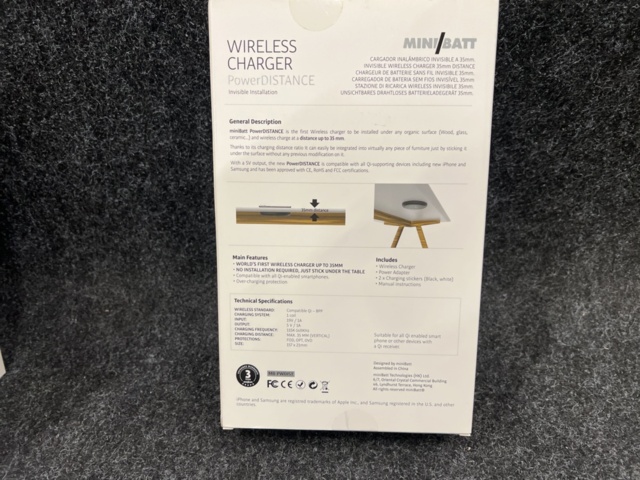 1449606-4 3 pcs Wireless Chargers Minibatt PowerDistance