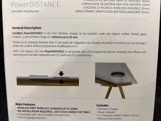 1449606-5 3 pcs Wireless Chargers Minibatt PowerDistance