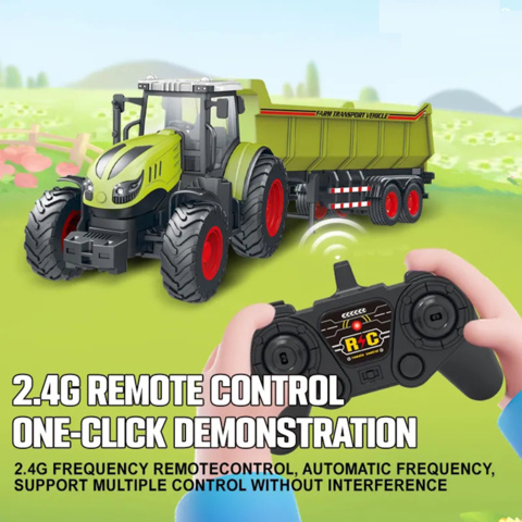 1449823-4 Radiostyrd Traktor med Tippvagn Röd - Fri frakt