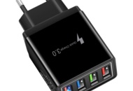 1449830 4 st Snabbladdande USB Väggadapter 4 Portar Svart - Fri frakt