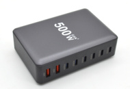 1449837 Laddstation GaN 500W – 8 portar (USB-C & USB-A) – Snabbladdning för mobil & laptop - Fri frakt