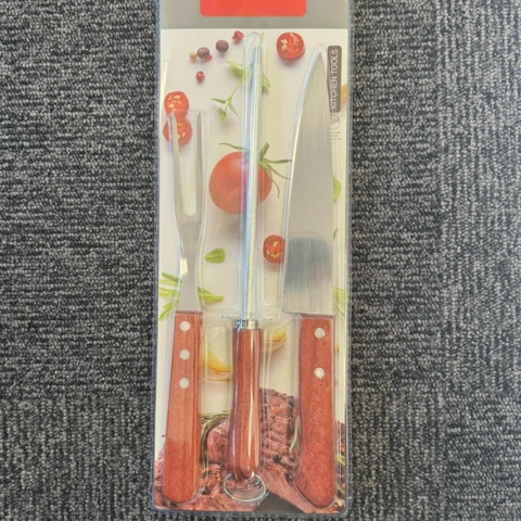 1449942-1 4 st Trancherset med kniv, gaffel & brynstål - Fri frakt