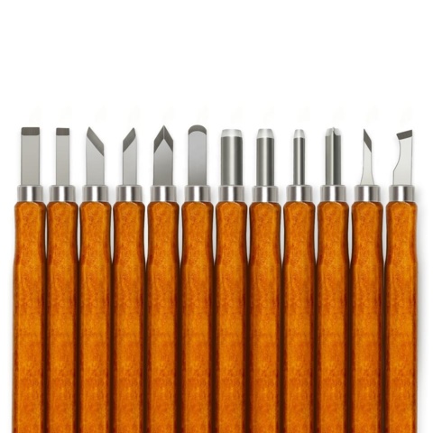 1449953-2 Wood carving set 12 pcs in storage case - Free shipping