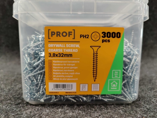 1448624-12 945 st Förpackningar gipsskruv för träregel Prof 3,8x32 mm