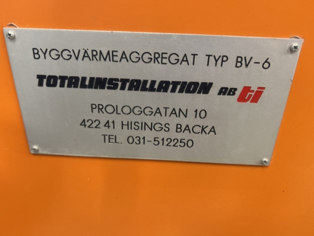 1423641-7 Byggvärmeaggregat - Totalinstallation AB BV-6