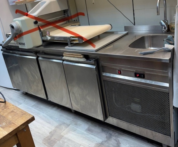 1396288-4 Refrigerated counter with sink and mixer