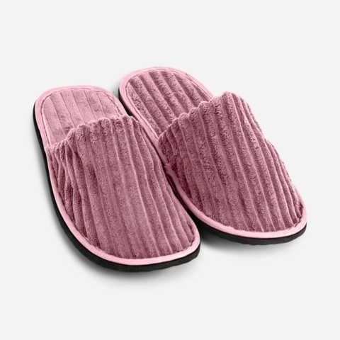 1455485-1 Slipper 100 st – rosa, Ribbad frotté, antihalksula, 29 cm (ca 44-45)