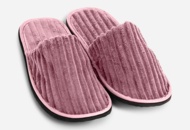 1455486 Slipper 100 st – rosa, Ribbad frotté, antihalksula, 29 cm (ca 44-45)