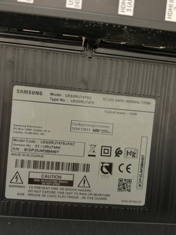 1442423-3 TV Samsung 65 tum med fjärrkontroll