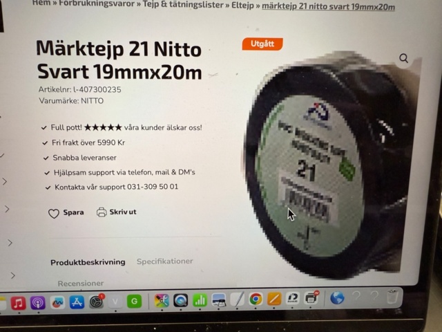 1352304-5 22 rullar silvertejp, 1 kartong märktejp 21 Nitto