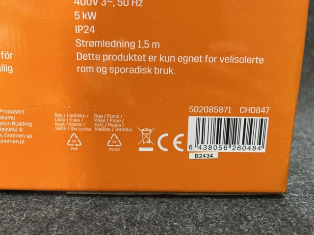 1456088-6 Värmefläkt Prof 5kW