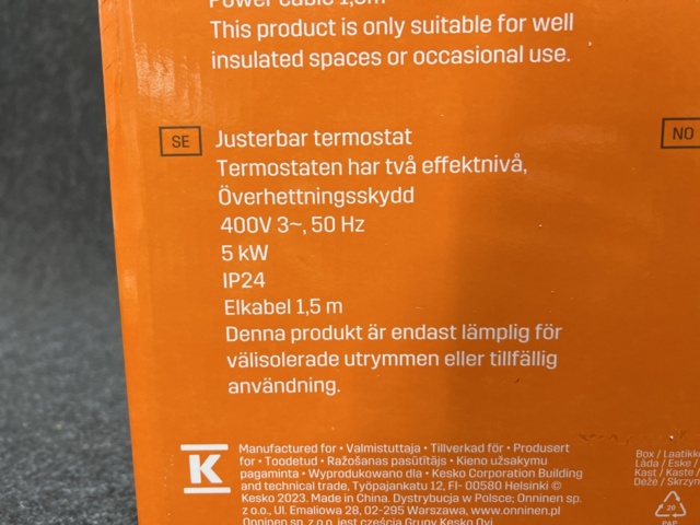 1456100-5 Värmefläkt Prof 5kW