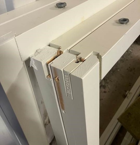 1460146-4 2 st Nordan Tanum parfönsterdörrar (vänster + höger), helglasade – transportskadade