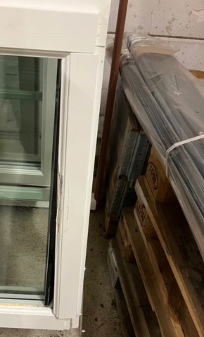 1460146-5 2 st Nordan Tanum parfönsterdörrar (vänster + höger), helglasade – transportskadade