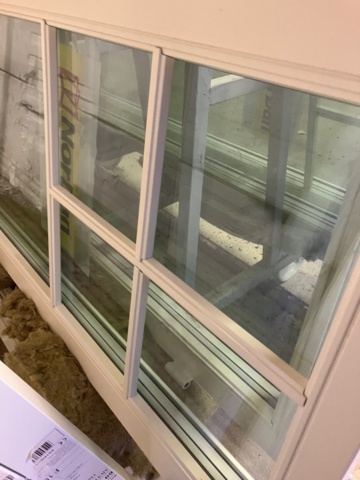 1460146-8 2 st Nordan Tanum parfönsterdörrar (vänster + höger), helglasade – transportskadade