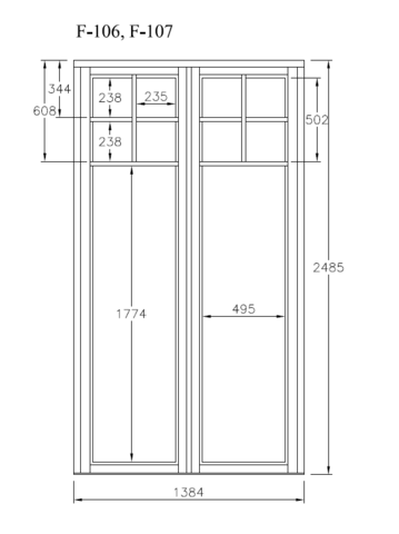 1460146-10 2 st Nordan Tanum parfönsterdörrar (vänster + höger), helglasade – transportskadade