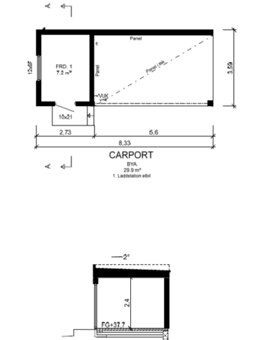 1460147-7 Carport med förråd – komplett stomme, ej monterad (ca 30 m²)
