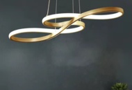 1460170 LED PENDANT – MUSICAL NOTE 100 | Stor modern guldfärgad LED-taklampa med fjärrkontroll - Fri frakt