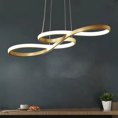 1460170-1 LED PENDANT – MUSICAL NOTE 100 | Stor modern guldfärgad LED-taklampa med fjärrkontroll - Fri frakt