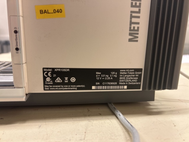 1435543-6 Analytisk laboratorievåg - Mettler Toledo XPR105DR