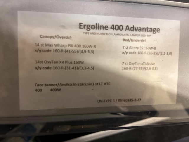 1430065-8 Solarium Ergoline 400 Advantage