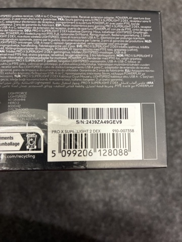 1448410-3 Logitech G Pro X Superlight 2 DEX Wireless Gaming Mouse (Black)