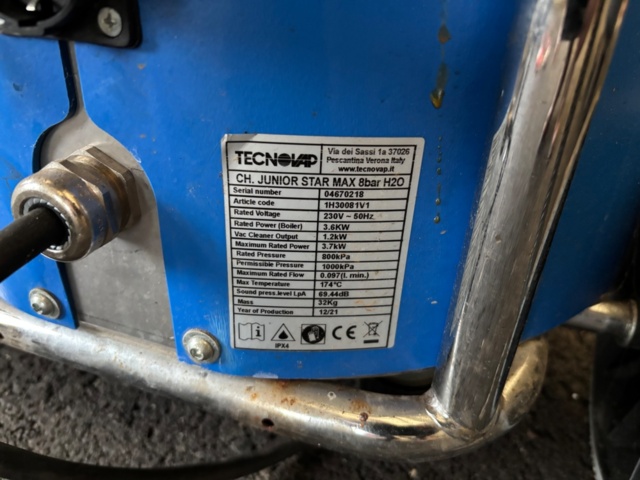 1372765-6 Steam cleaner – Tecnovap CH. Junior Star Max 8bar H2O -2021