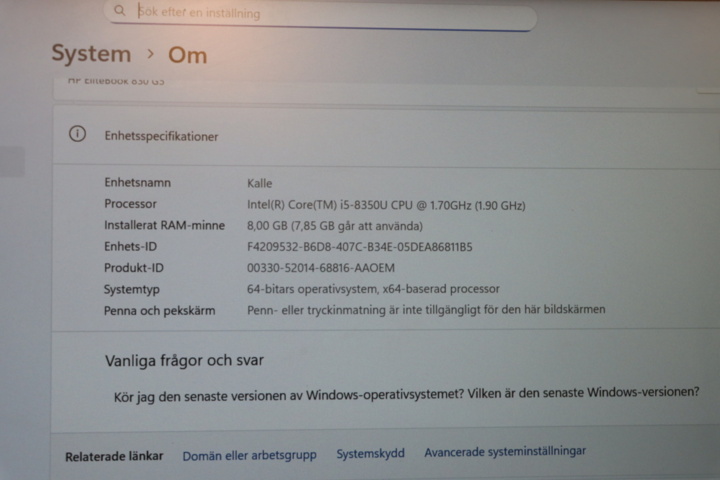 1295794-5 Dator HP EliteBook G5 830, ram 8, hd 238, Win 11 Pro
