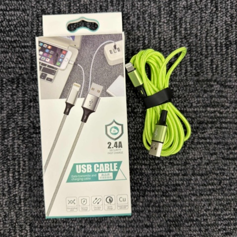 1460415-1 5 st Nylon Lightning Kabel USB-A Grön 2 meter - Fri frakt