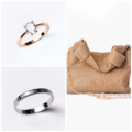 1460974-1 Jewelry & handbag – 3 pcs – rings and bag in gold finish