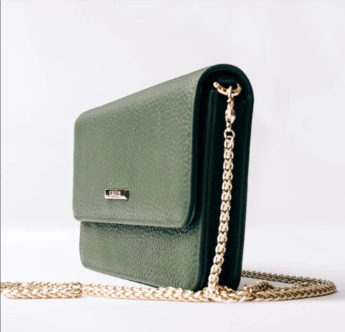 1461002-3 Leather handbag, 2 pcs - Galio of Sweden, chain strap, multiple compartments