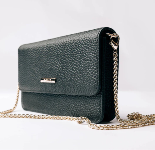 1461002-6 Leather handbag, 2 pcs - Galio of Sweden, chain strap, multiple compartments